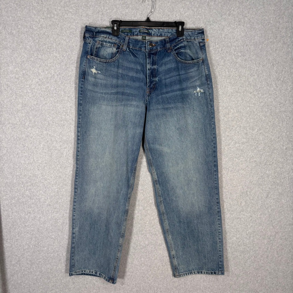Wild Fable Button Fly Wide Leg Straight Jeans Size 17 Easy Rigid Distressed 90s